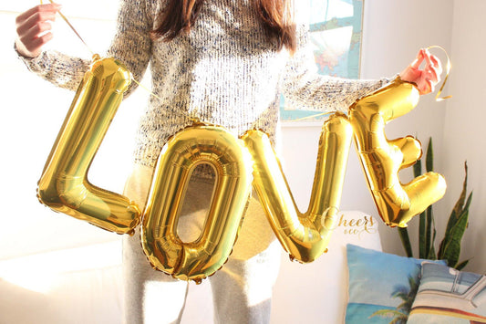 16" LOVE set balloon - Gold or Silver - Party Balloons - Love Balloons - Foil Balloons - Gold Balloons - Silver Balloons - Cheersnco
