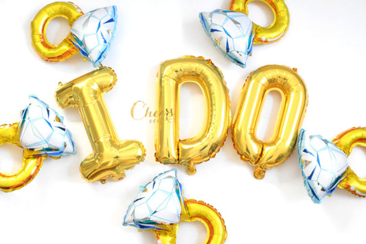 16" I DO set - wedding decor - engagement party - bridal shower decor - foil balloon - gold balloon - party balloon - cheersnco