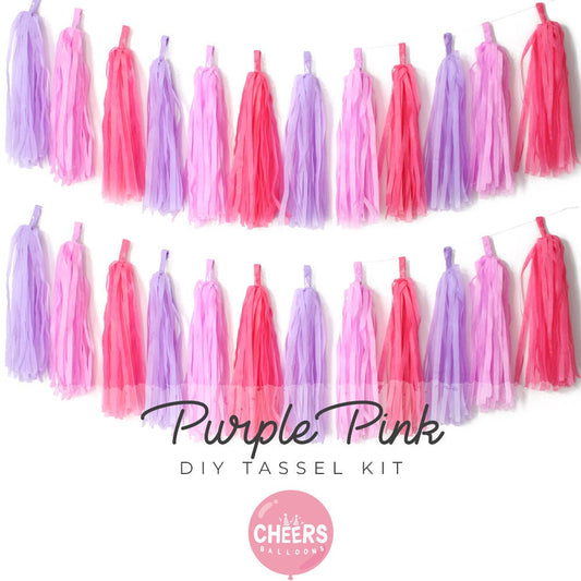 1 set (12pcs) Pink Purple DIY Tassel Garland Kit - DIY tassel kit - party decor