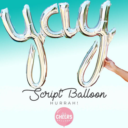 YAY! Script Foil Balloon ||  Silver/Foil balloon/Party Balloon/Happy Birthday/Hurray/Whoopee/S17