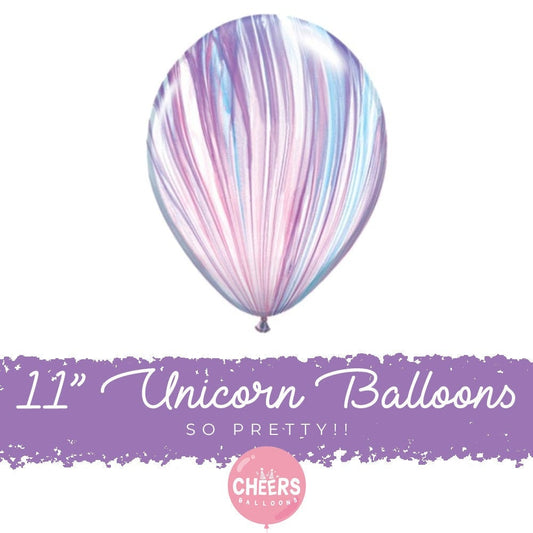 11" Unicorn Purple Pink Rainbow latex balloons