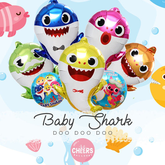 Yellow Baby Shark Balloon | 22", Doo Doo Doo, Party Supplies, Mommy Shark, Daddy Shark, Du Du Du