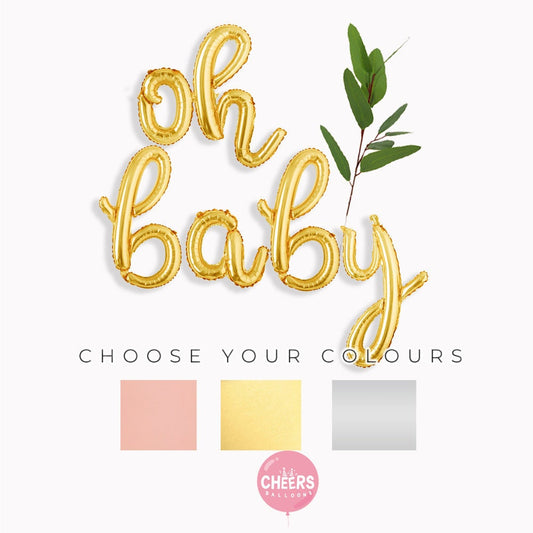 Oh Baby Letter Script Gold Balloons | 16" Baby Shower Party Decor, Baby Gold Banner, Gender Reveal, Baby Balloons